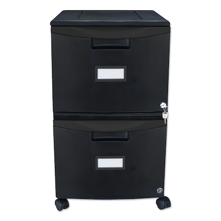 Storex Two-Drawer Mobile Filing Cabinet, 14.75w x 18.25d x 26h, Black 61312B01C